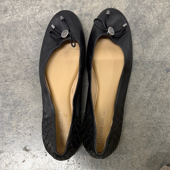 ANTONIO MELANI Black Leather Loafers with Bow Detail - Picture 3 of 3